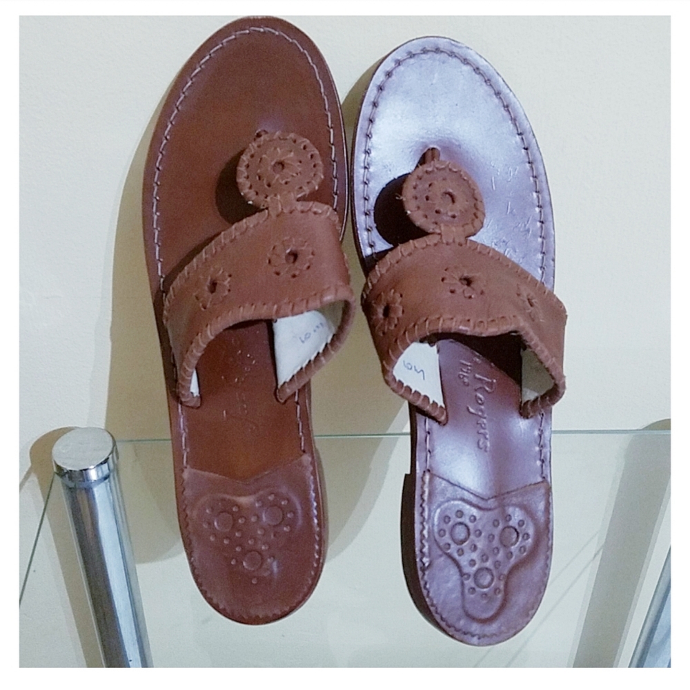 Jack Rogers Brown Leather Thong Sandals - Picture 10 of 15